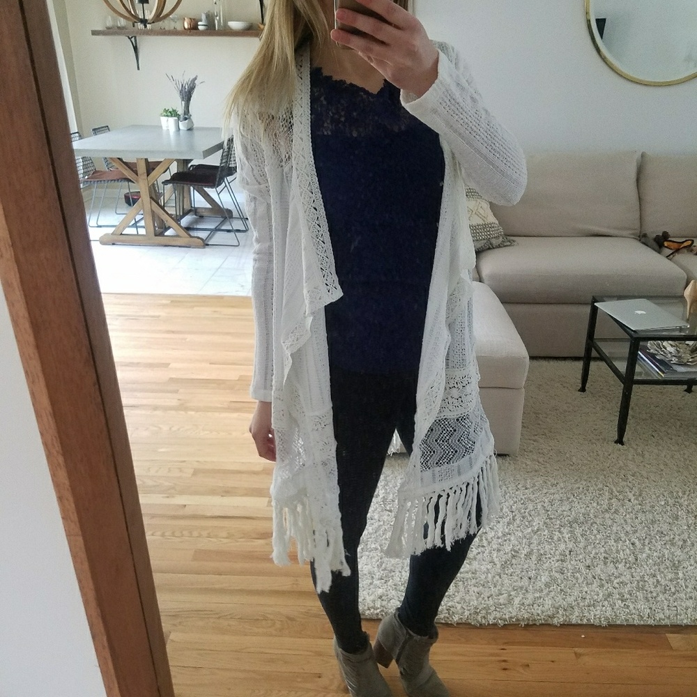 White crochet Miss Me kimono